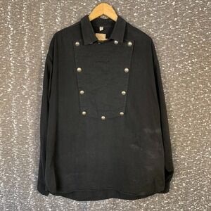 Vintage Wah Maker Bib Shirt Black Star Buttons Western Frontier Cavalry Men's L